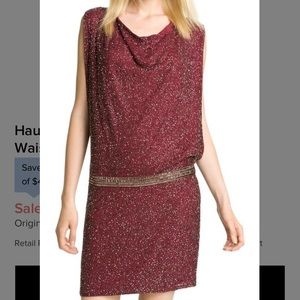 Haute Hippie Beaded Drop Waist Cocktail Dress